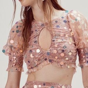 Of Love & Lemons Ace Keyhole Crop Top NWT